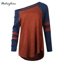 hodisytian fashion women cable knitted sweater long sleeve patchwork irregular casual slim chic jumper tunic female sueter mujer