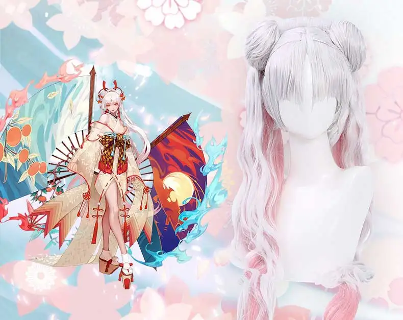 [Июньский запас] Горячая игра Onmyoji SSR Shiranui Diver Ali кимоно Косплей Костюм Униформа платье Хэллоуин костюм для женщин - Цвет: wig