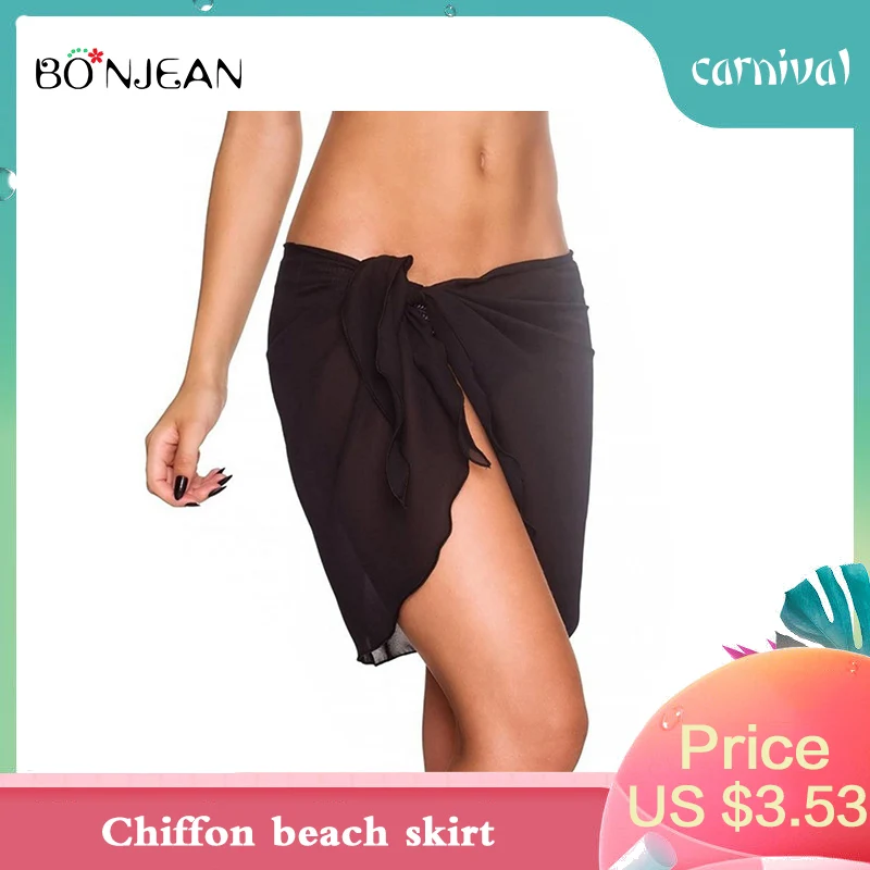 

Европейская и американская шифоновая пляжная мини-юбка, новинка лета 2019, модная уличная одежда, тонкая дышащая белая и черная сексуальная ю...