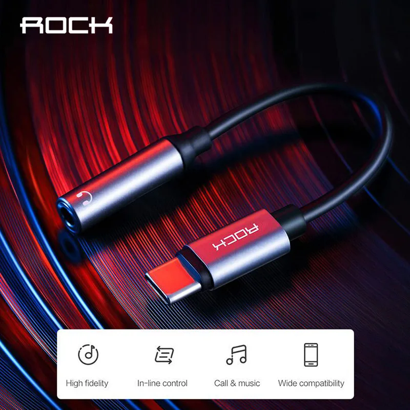 Адаптер для наушников ROCK Type C 3 5 мм разъем USB AUX Huawei mate 20 P30 pro Xiaomi Mi 6 8 9 аудиокабель| |