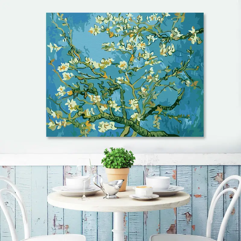 Цифровая Раскраска по номерам Ван Гога картина с цветком миндаля цифровая