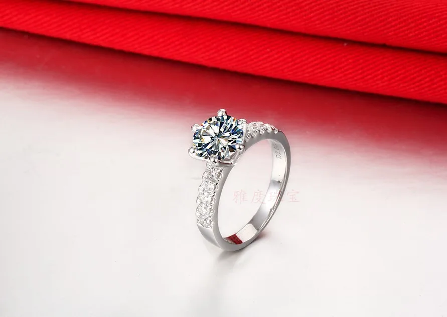 

Six Prongs Micro Paved 2CT Never Fade Solid 14k White Gold Quality Reliable Ring for Women Wedding Classic Jewelry