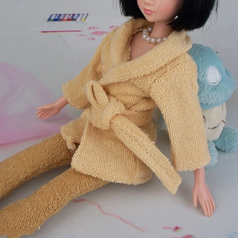 Kids Gift Doll Accessories Bathrobe For Barbie Bathroom Winter Pajama Sleeping Wear Casual Clothes House Toy | Игрушки и хобби