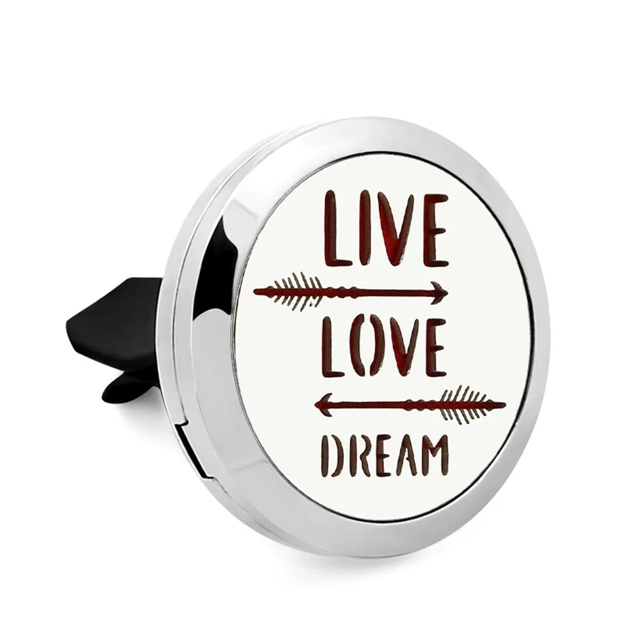 Live love dream Единорог Маковый эфирное масло автомобильный диффузор медальон Vent Clip 316L нержавеющая сталь парфюм Магнитный медальон 10 подушек