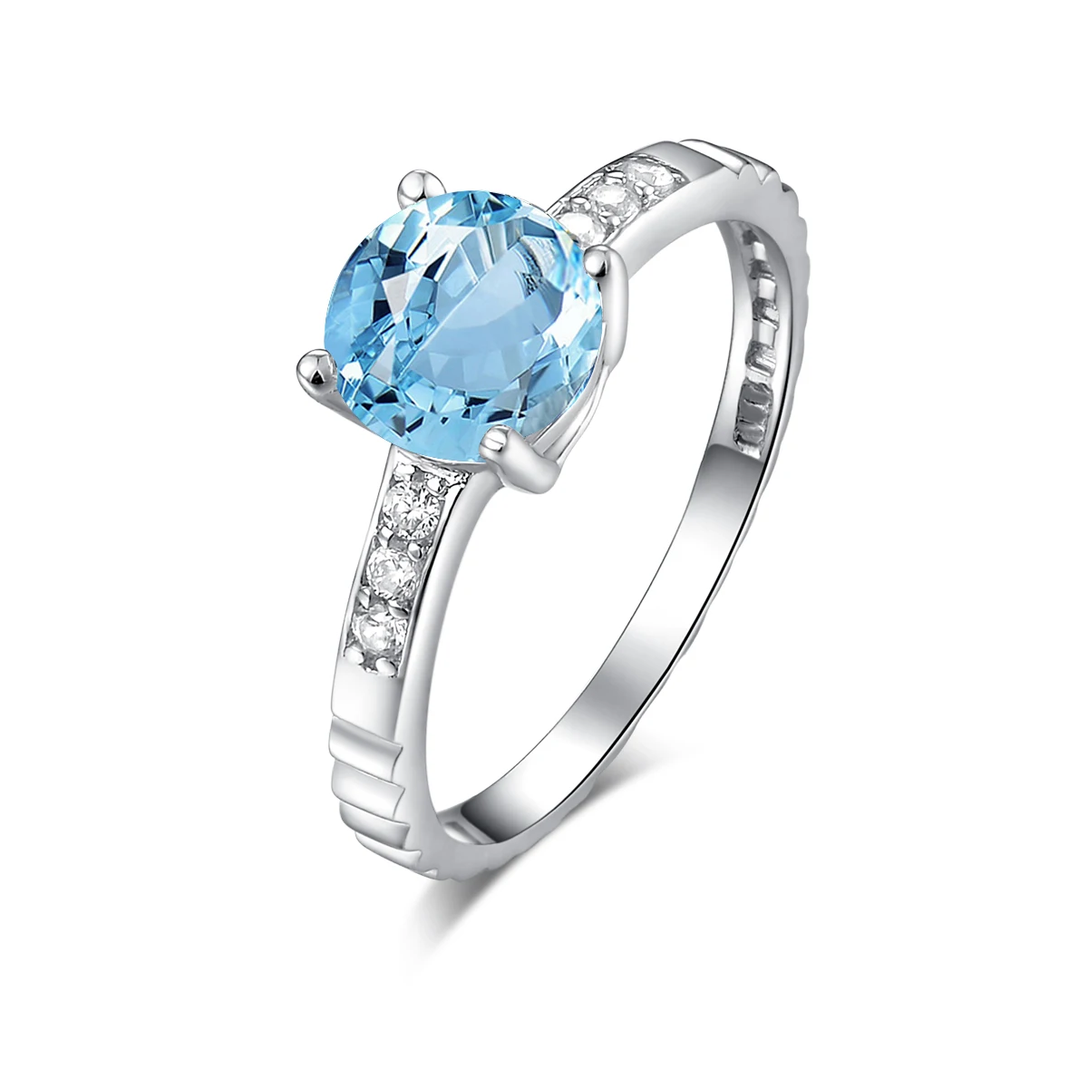 

QYI Natural real blue topaz 925 sterling silver 1.25 CT gem Fine jewelry For women rings Natural blue topaz ring wholesale