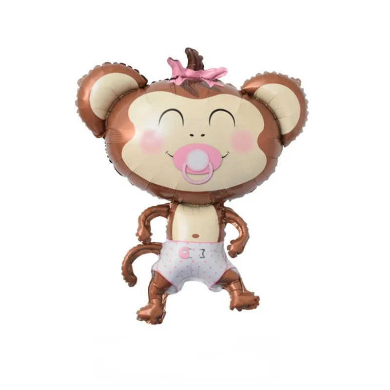 teat monkey pink Милые воздушные шары из алюминиевой фольги с изображением обезьяны в виде цветов, надувные воздушные шары, украшения для дня рождения, детские игрушки, шары в виде животных, зоо, Феста, 1 шт - Цвет: teat monkey pink