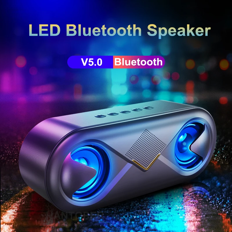 Беспроводной Bluetooth 5 0 динамик LED Портативный бум коробка открытый бас Колонка