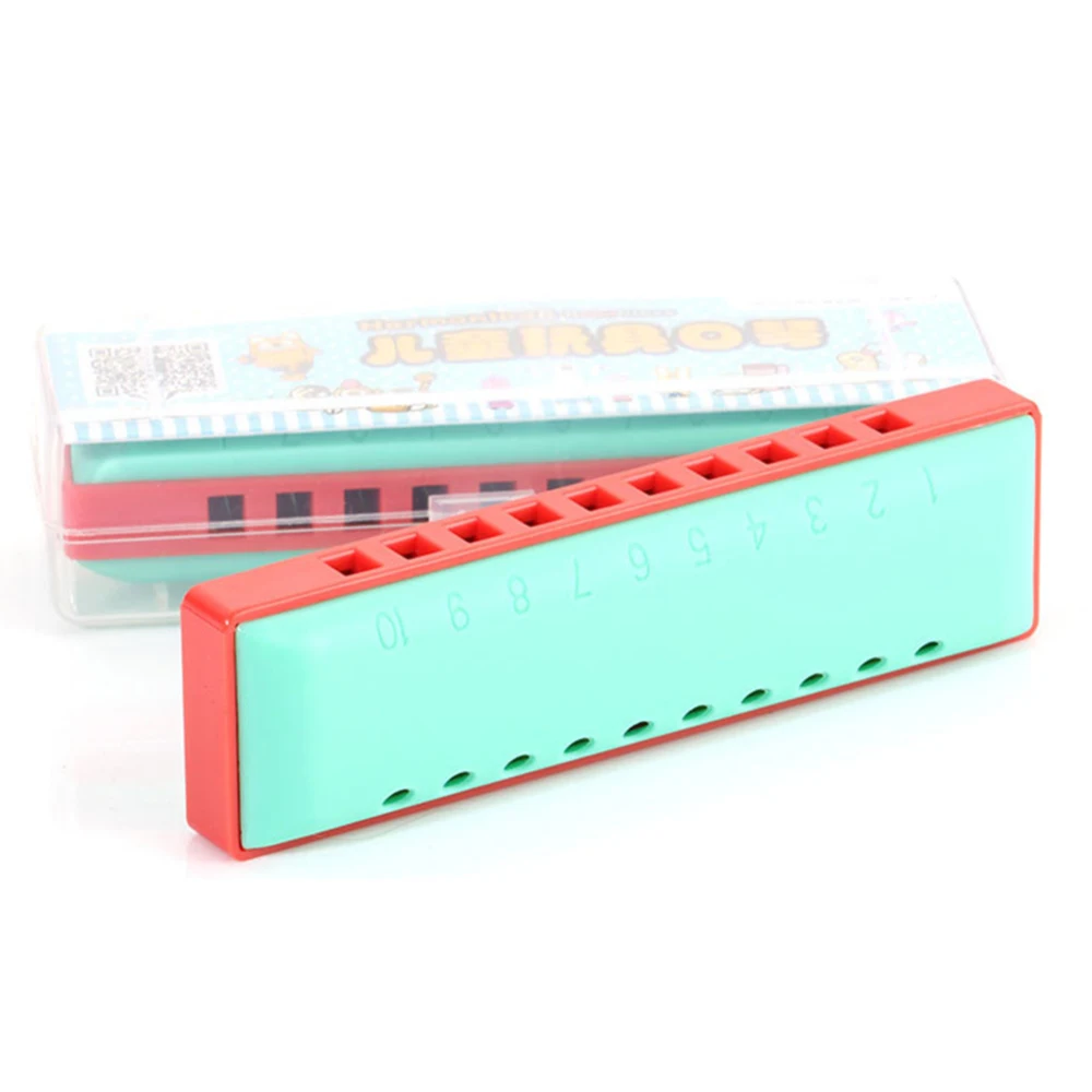 Двухцветная пластиковая Губная гармошка с 10 отверстиями инструмент головоломка