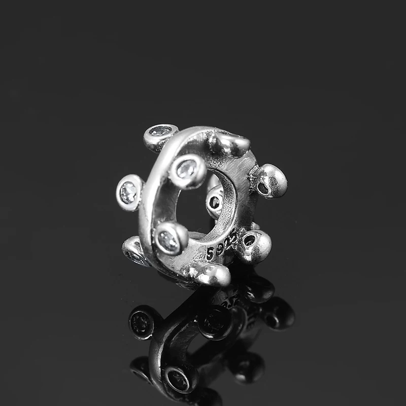 Хит продаж 2018 искусственные серебряные бусины с фианитами для творчества