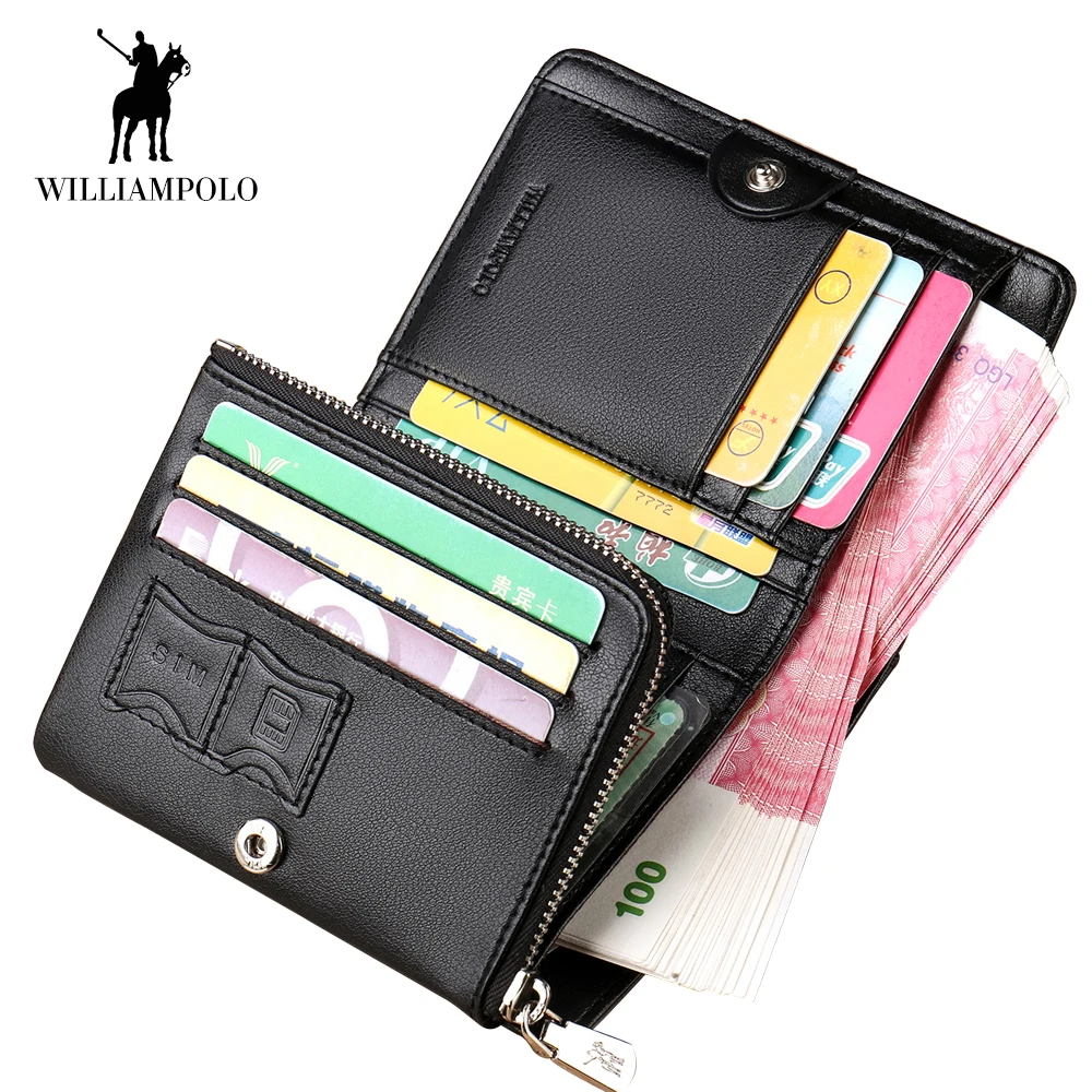 Мужской кошелек из натуральной кожи WilliamPOLO брендовый складной мягкой коровьей на