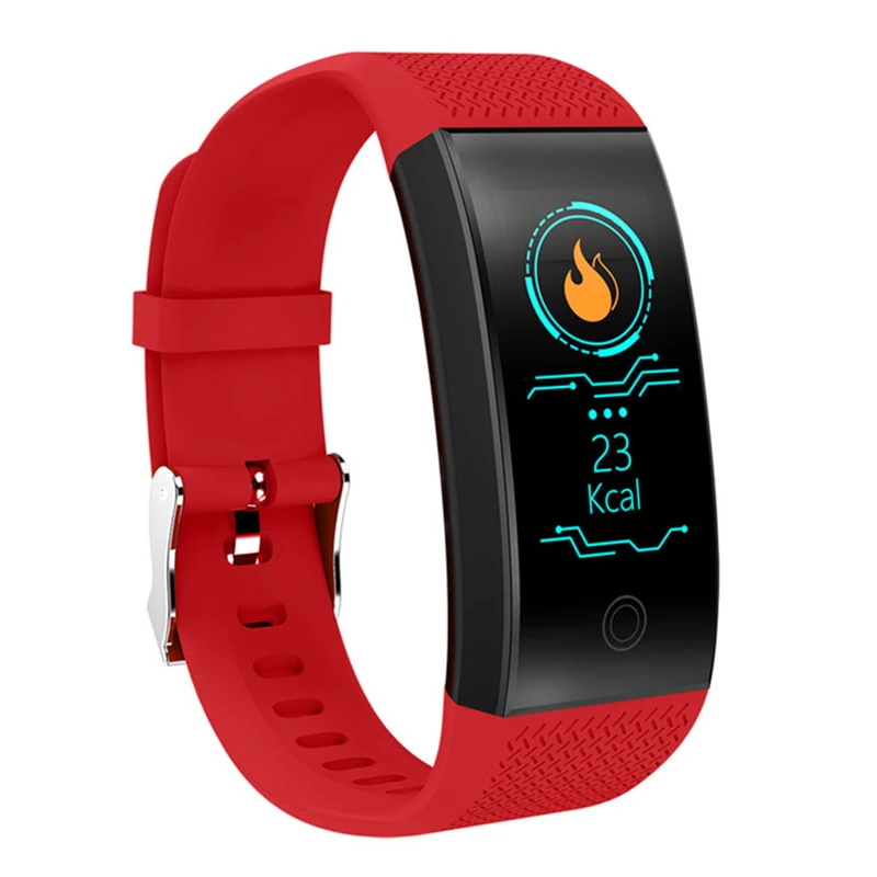 Red Qw18 умный Браслет монитор сердечного ритма Ip68 водонепроницаемый цветной экран фитнес-трекер Bluetooth 4,0 спортивный браслет - Цвет: Red