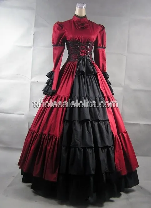 

Royal Red Victorian Gothic Corset Dress Party Gown