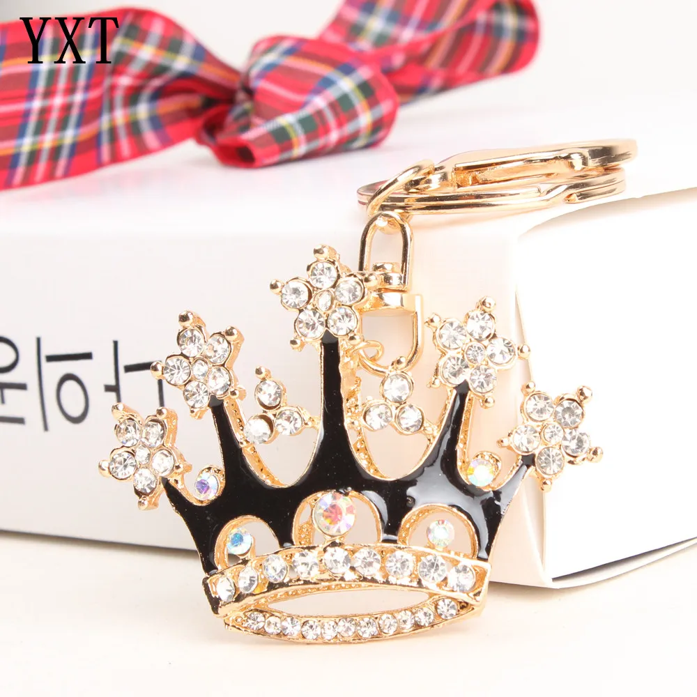 

King Crown Lovely Fashion Cute Rhinestone Crystal Pendant Charm Purse Bag Key Chain Accessories Women Girl Jewelry