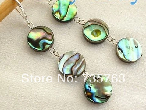 

xiuli 00205 12mm ROUND Coin Abalone Earrings 925