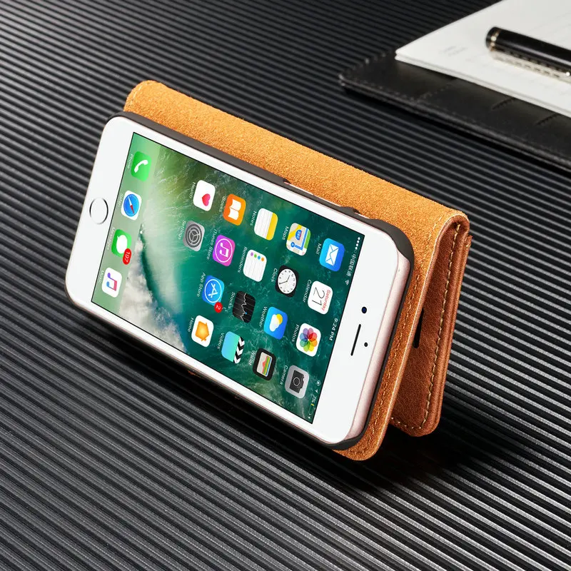 DG.MING 2in1 Vintage Wallet Case For iPhone 7 8 Ultra Strong Magnetic Detachable Flip Leather Cover 6S With Kickstand | Мобильные