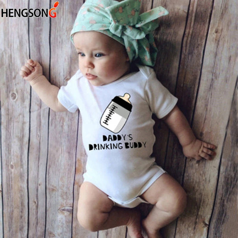 Одежда из хлопка с принтом бутылки молока для новорожденных комбинезон