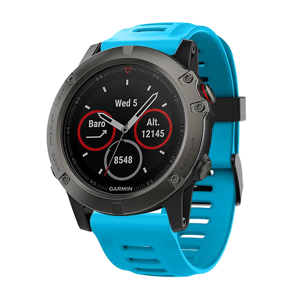 light blue 26 22 20 мм ремешок для часов Garmin Fenix 5X5 5S Plus 3 3 HR Forerunner 935 часы Quick Release силиконовый легкий ремешок на запястье - Цвет: light blue