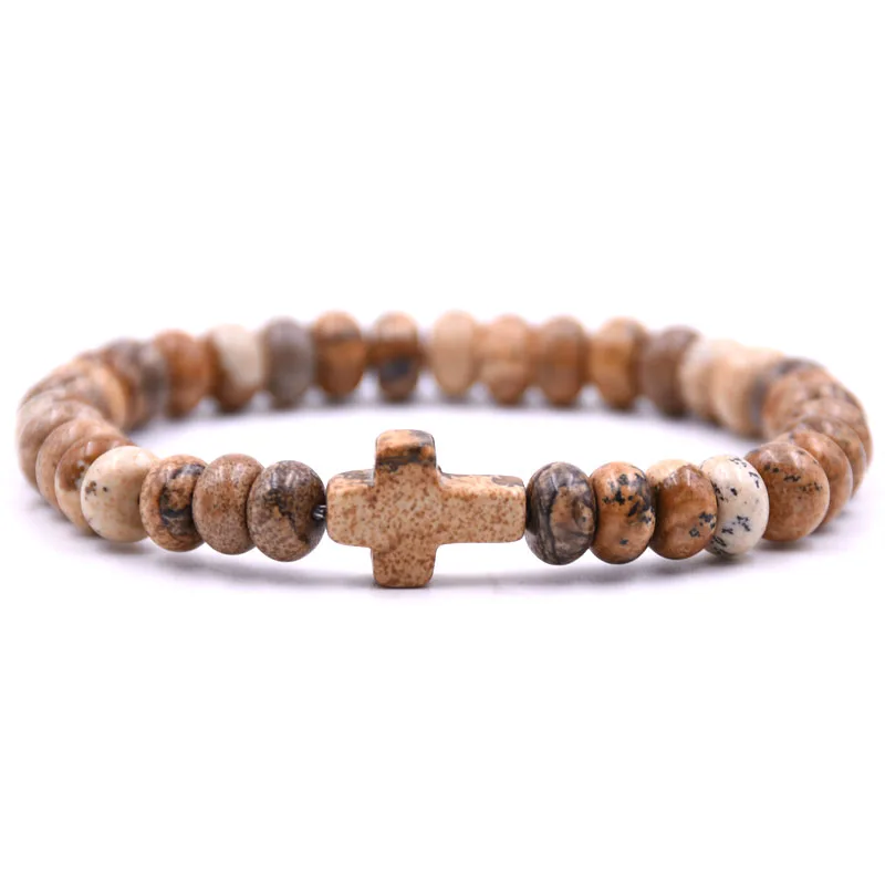 Браслет Cross Tclassic Natural Stone Love с 7 цветами овальных бусин, винтажными шармами и драгоценностями для женщин в подарок другу.