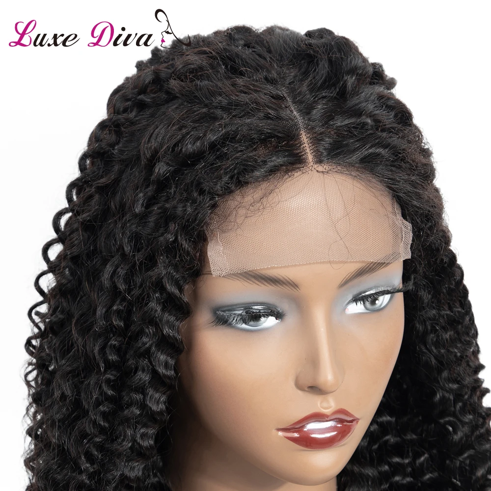 LUXE DIVA странный вьющиеся 4*4 перед парик малайзии Синтетические волосы на кружеве