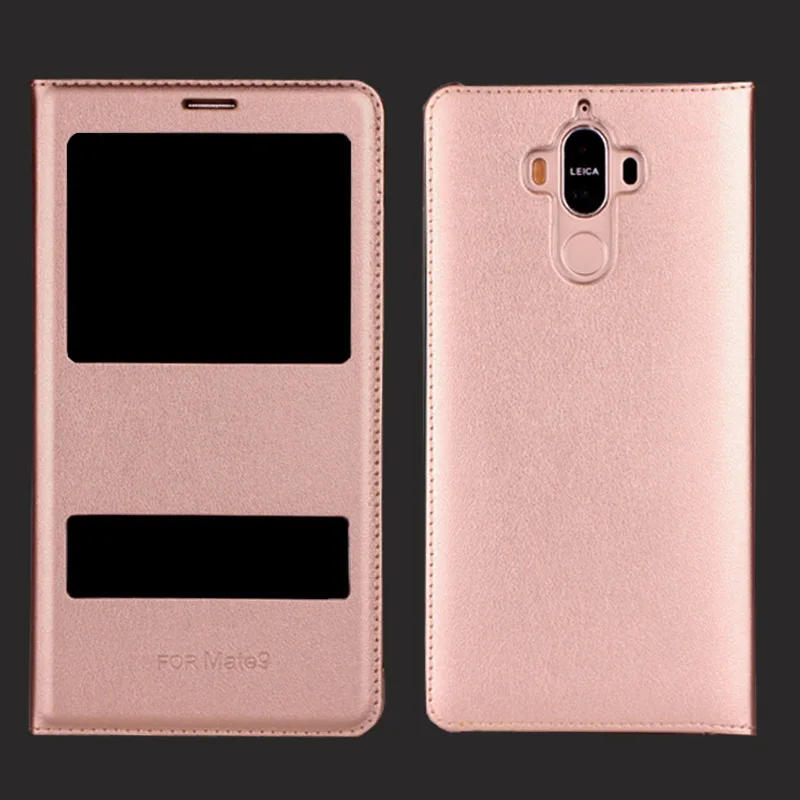 Phone Case for Huawei Mate9 5.9 дюймов Двойной Вид из Окна Флип PU Бизнес Кожа Задней Стороны