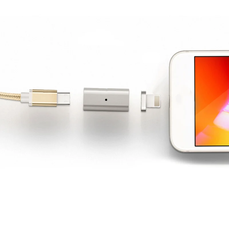 3 в 1 Micro USB Female to Type C/Android/IOS Мужской Магнитный адаптер металлический кабель для