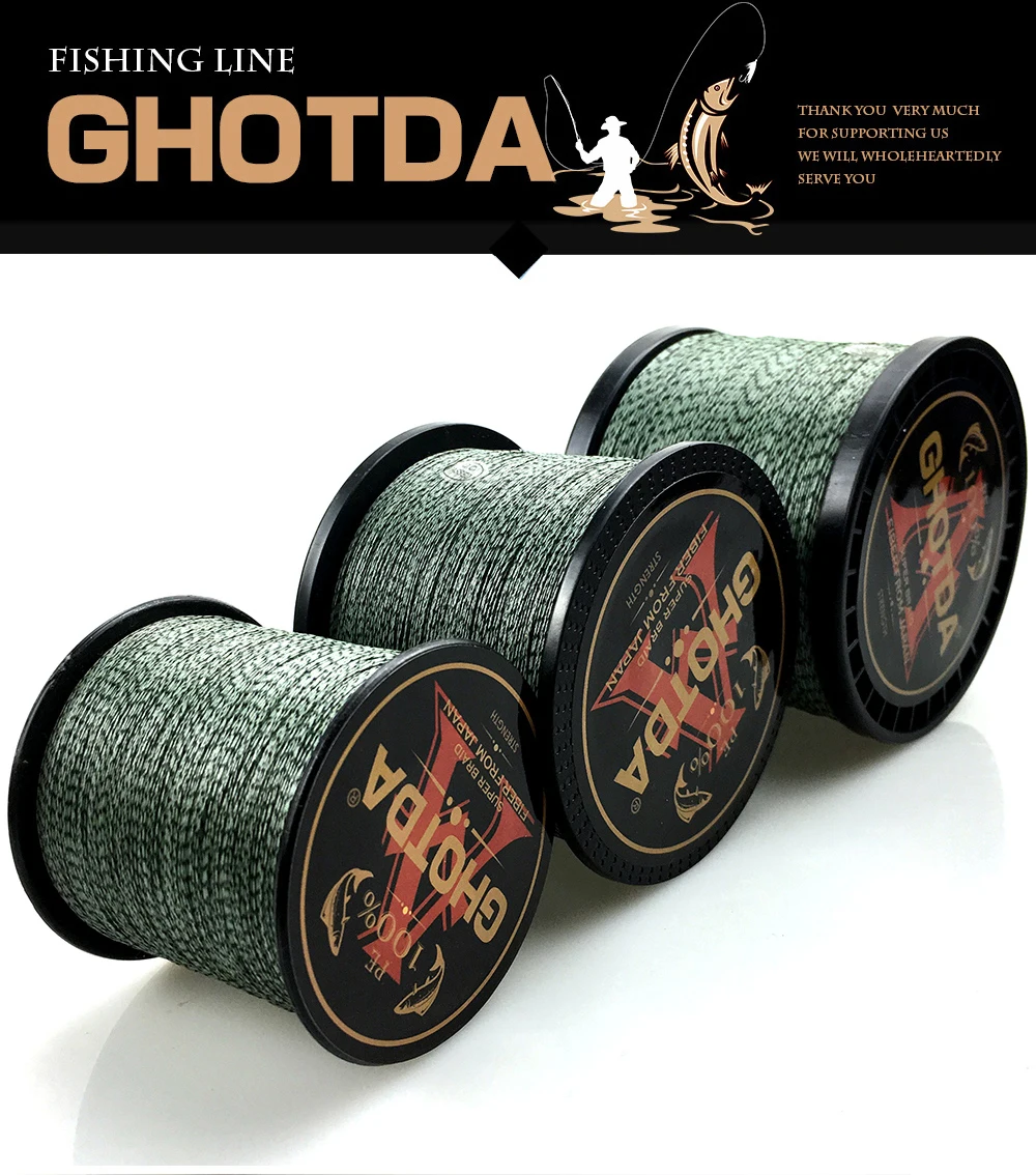 GHOTDA камуфляжная плетеная леска 100 м 300 м 500 м 1000 м 8 нитей супер сильная многофиламентная ловля карпа