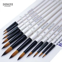 12pcs fine nylon hair pearl white wooden handle watercolor paint brush pen for oil acrylic painting art paint brushes supplies