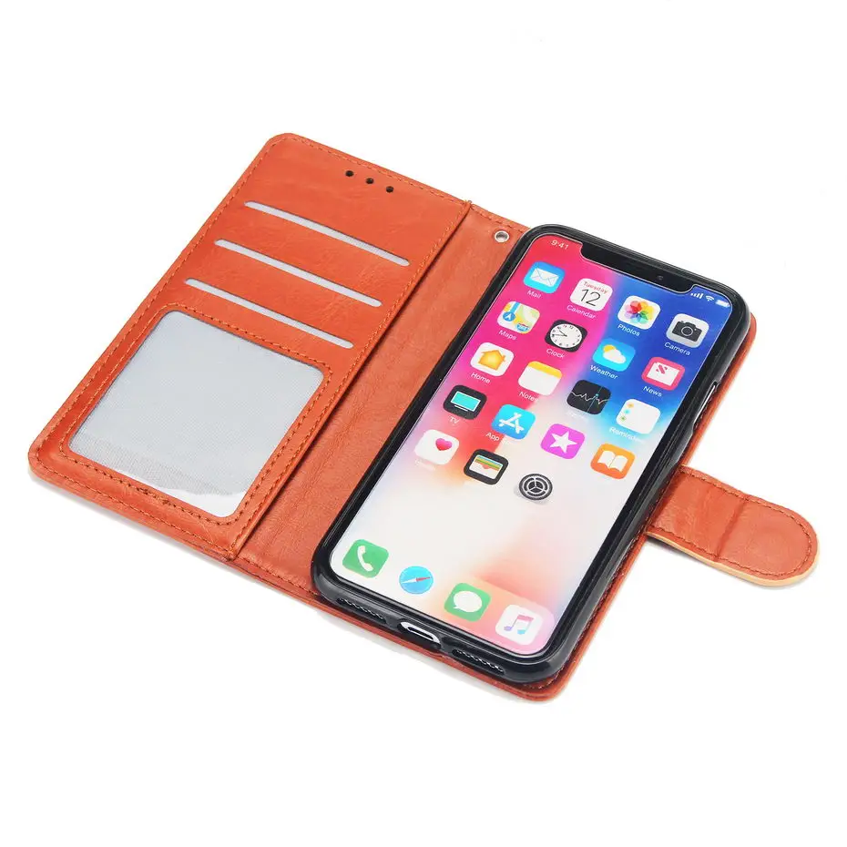 Роскошный флип-кейс из искусственной кожи для iPhone X 5 5S 5c se 6 6s 7 8 Plus чехол-книжка с