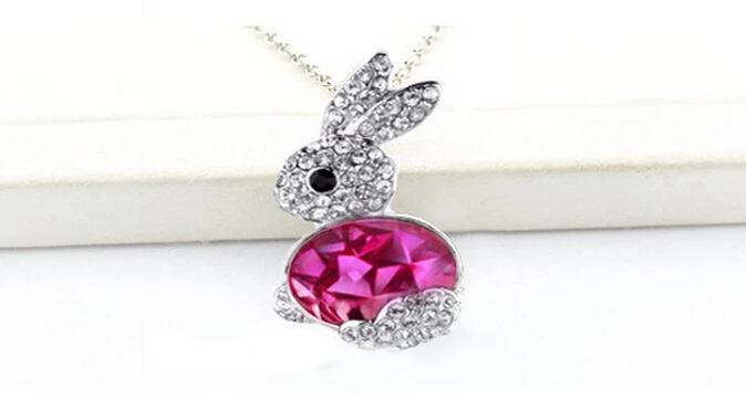 

N002 Korean Fashion Cute sweet crystal rabbit pendant necklace