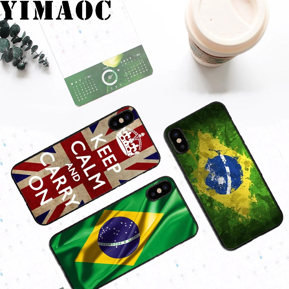 YIMAOC London Brazil Canada Flag Soft Silicone Case for iPhone 11 Pro Xr Xs Max X or 10 8 7 6 6S Plus 5 5S SE |