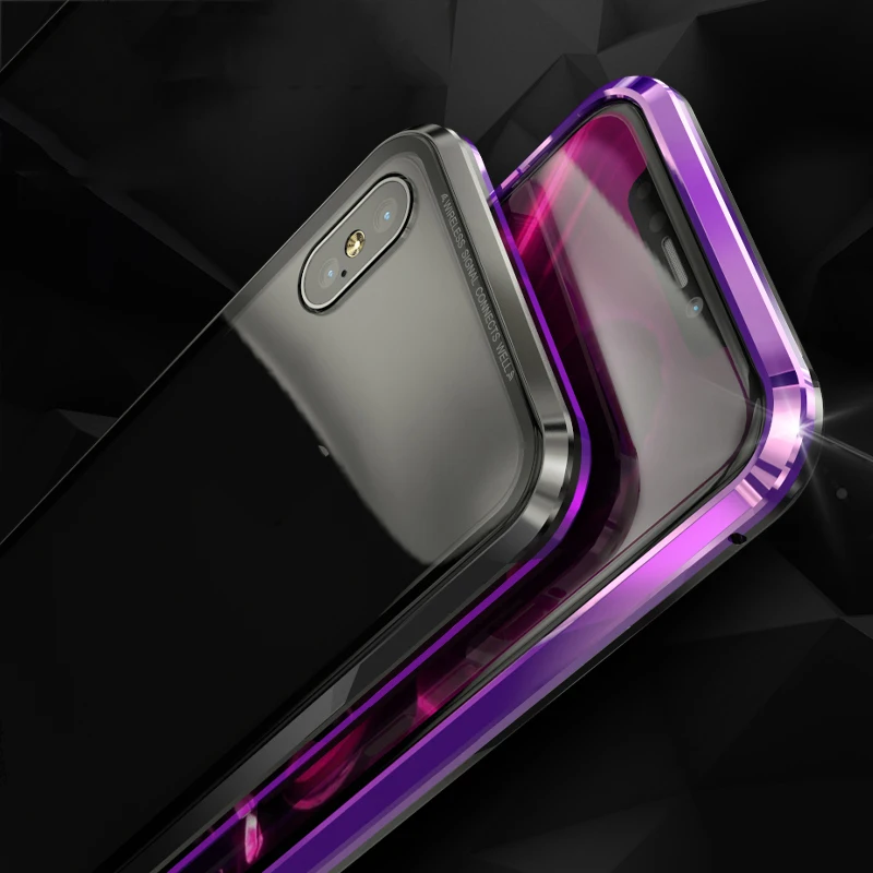 Магнитный адсорбционный флип-чехол для iPhone X 8 7 Plus металлическая рамка бамперы