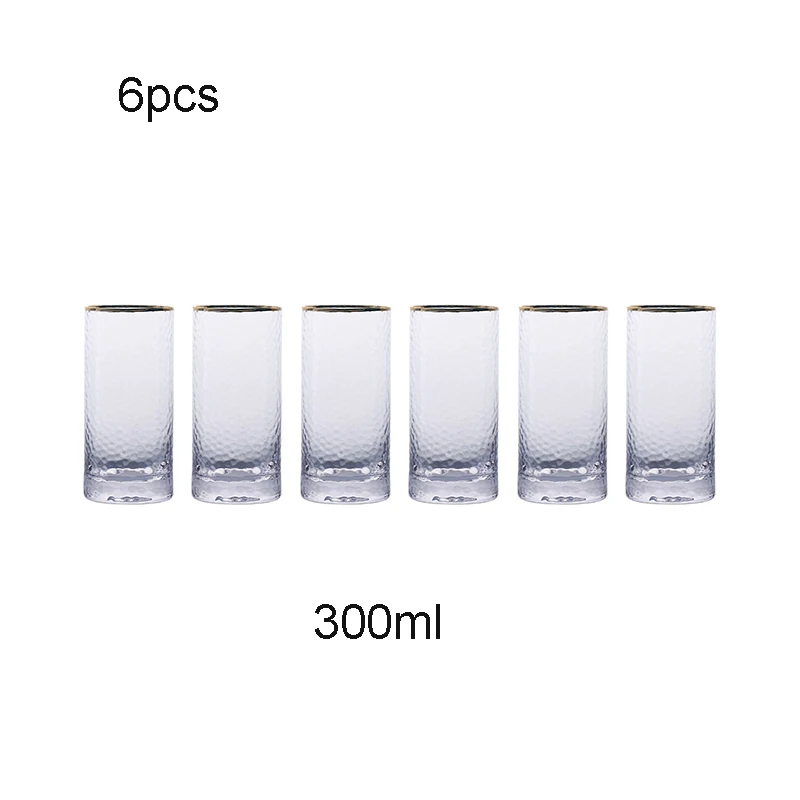 13.5x6cm 300ml 6 шт./компл. Европа Ион молоток с покрытием стеклянные чашки свинцовое стекло вино чашки Круглые сок чашка высокая емкость водяная чашка посуда для вечеринки - Цвет: 13.5x6cm 300ml