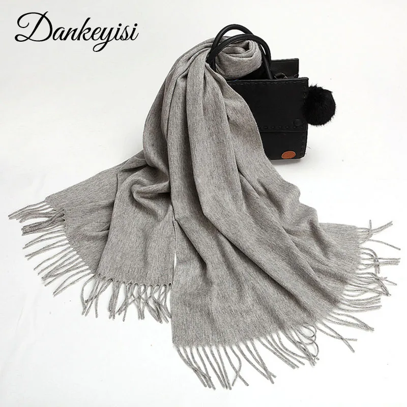 

DANKEYISI шарф из чистой шерсти для женщин и мужчин, шарф из пашмины, кашемировый шарф, женская накидка, бандана, зима-весна, длинный женский шарф,...
