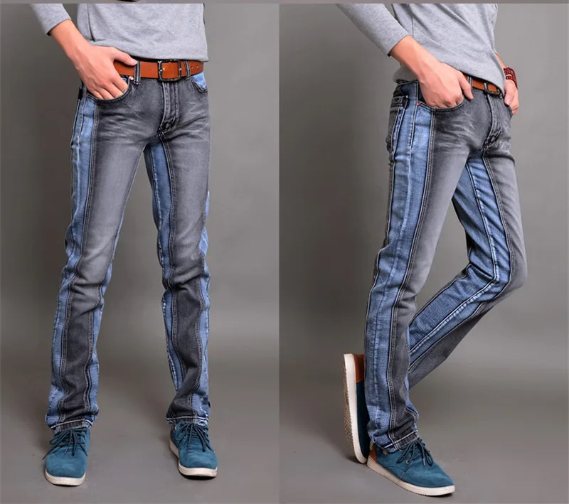 two color jeans men denim trousers and 