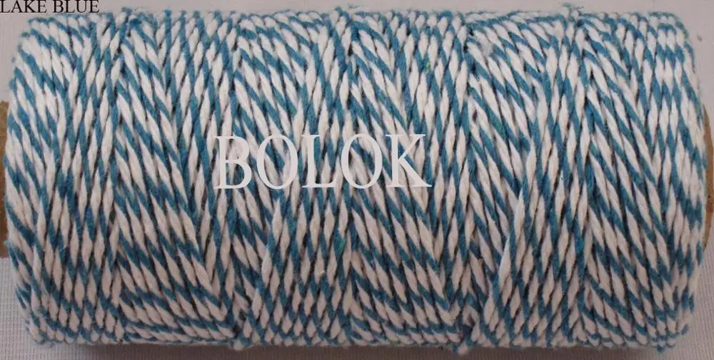 1 piece(110yards) 19 kinds color choose double color Cotton Baker twine(dia.: 2mm for gift packing, cotton twine 12ply BY EMS - Цвет: lake blue