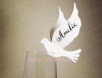 50pcs dove love bird wine glass markers place cards wedding table name number car valentines day party decorations