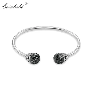 Женский браслет с черепом, из серебра 925 пробы, в форме сердца