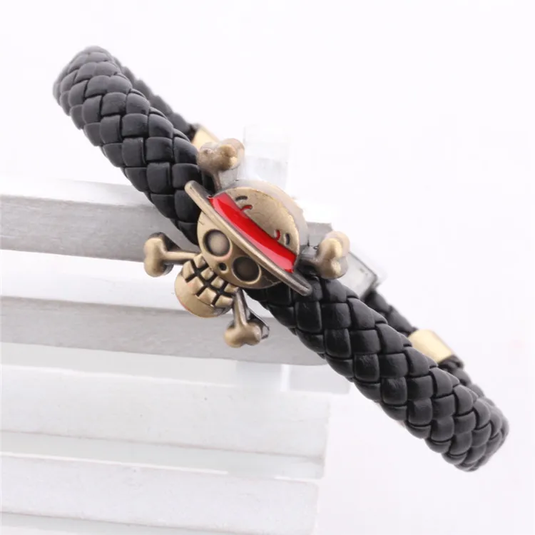 Горячие аниме мультфильм один кусок браслеты Луффи Плетение Кожаный браслет и