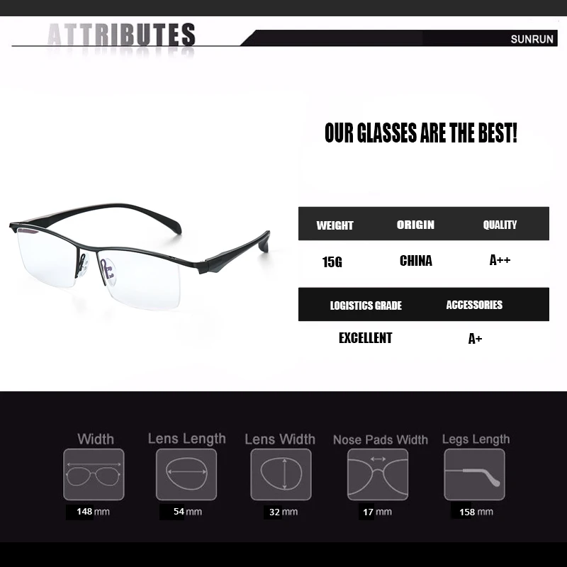 Очки с полуободковой оправой из чистого титана 100% очки титановой оптической gafas
