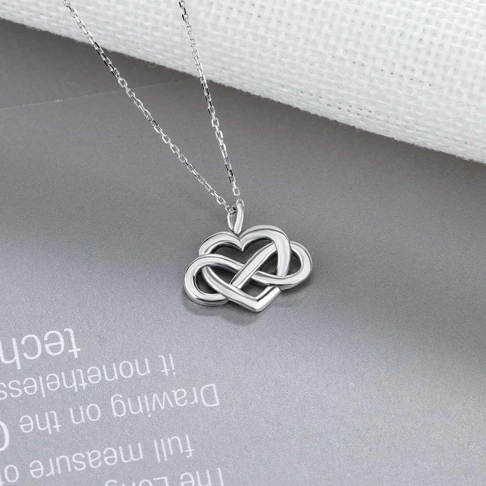 Сердце и Бесконечная любовь 925 пробы Серебряное ожерелье кулоны для женщин Мода OL
