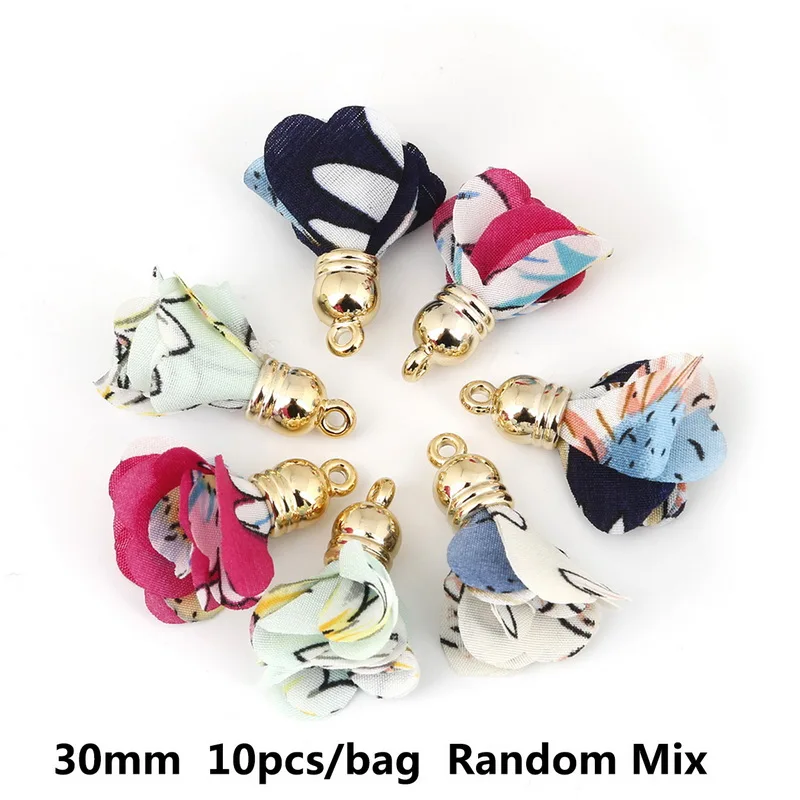 30mm 10pcs 23 стиля, смешанные типы кисточек, цветок, шелк, полиэстер, амулеты, подвеска, висячие серьги, кисточка для изготовления ювелирных изделий, сделай сам - Цвет: 30mm 10pcs