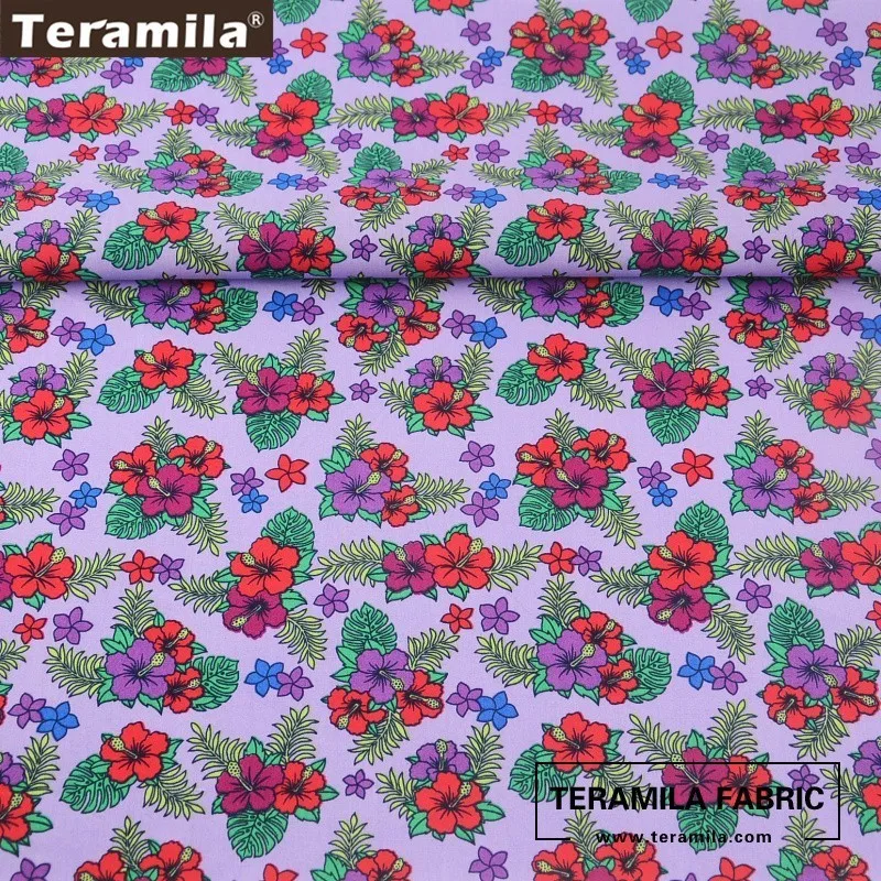 Teramila хлопок поплин Ткань фиолетовый жира четверти метр ткани Вышивание рубашка в