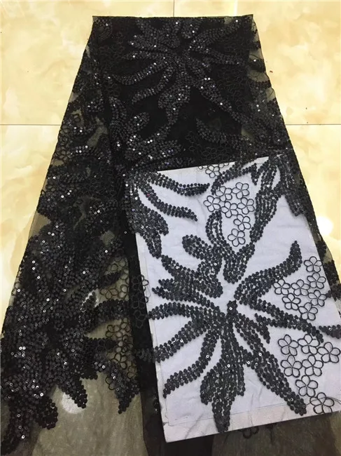 

african lace fabric 2019 high quality lace aso ebi mesh fabric Embroidered Sequins nigerian swiss lace fabric navy blue wine XX2