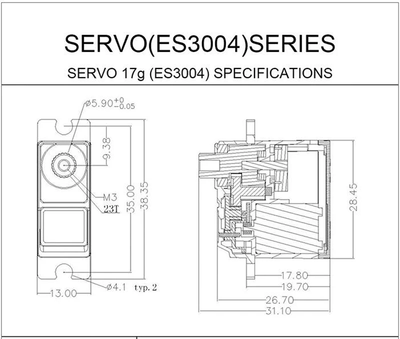 1 шт. EMAX 3004 металлический сервопривод 17g ES3004 Аналоговый DC4.8-6V цифровой механизм