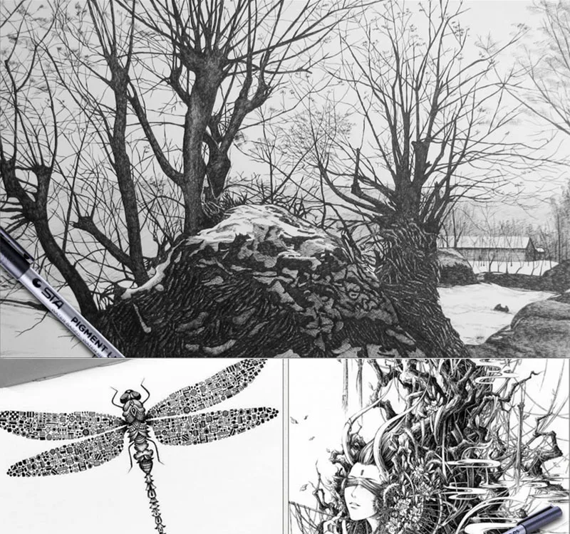 9 шт./компл. Sakura Pigma ручки micron, файнлайнер, набор кисть для эскиза чернила маркер для белой доски, цветные маркеры пигмент вкладыш для рисования товары для рукоделия