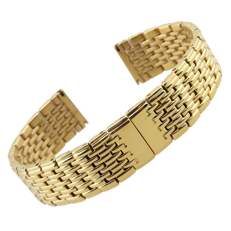 Watch Accessories Thin section Nine beads solid stainless steel watch  strap 13 18 20 22mm men's steel bracelet ladies strap