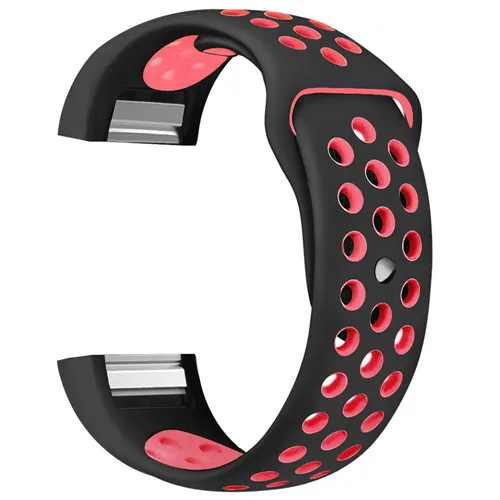 Цветной браслет для Fitbit Charge 2, спортивный силиконовый ремешок на запястье, для браслета Fitbit Charge 2, умный Браслет, умные аксессуары - Цвет: Black red
