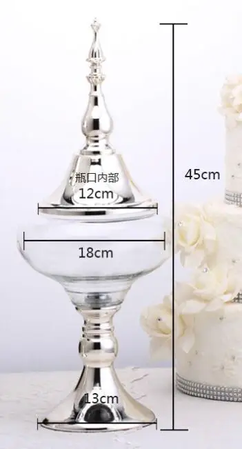small size Eueope металлический высокий резервуар для хранения Стеклянная банка для конфет для свадебного десертного стола украшения кухонные контейнеры для продуктов домашний декор стола TG02 - Цвет: small size