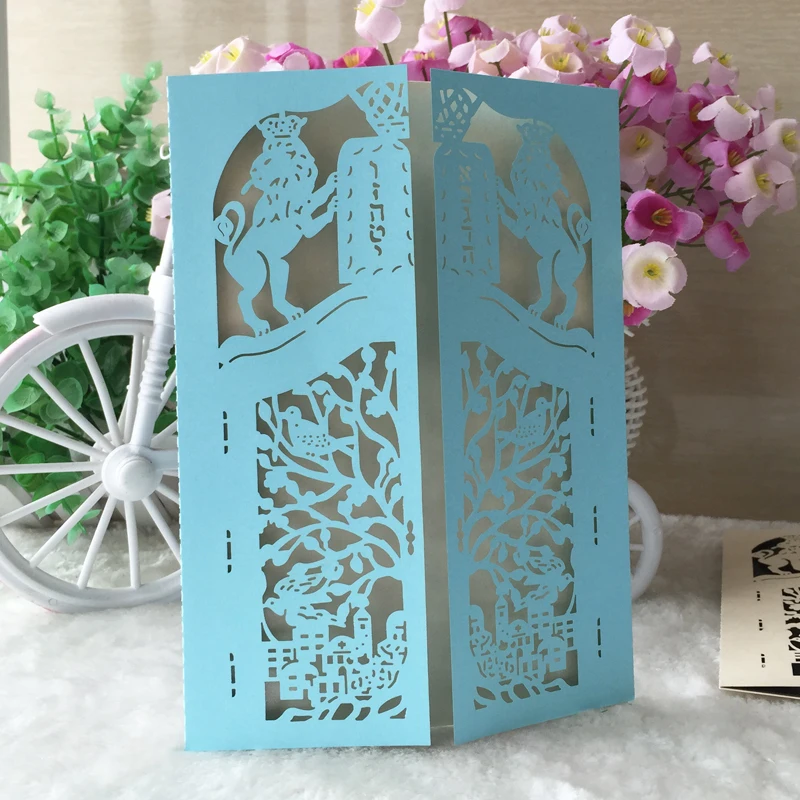 50 шт. бар мицва поздравительная карта партия пригласительная лазерная резка 15 13