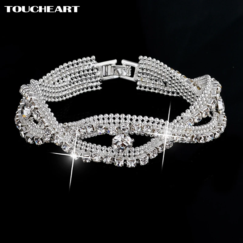 

TOUCHEART Luxury Crystal Bracelets For Women Silver Bracelets&Bangles Bridal Wedding Jewelry Vintage Bracelet Femme SBR140163